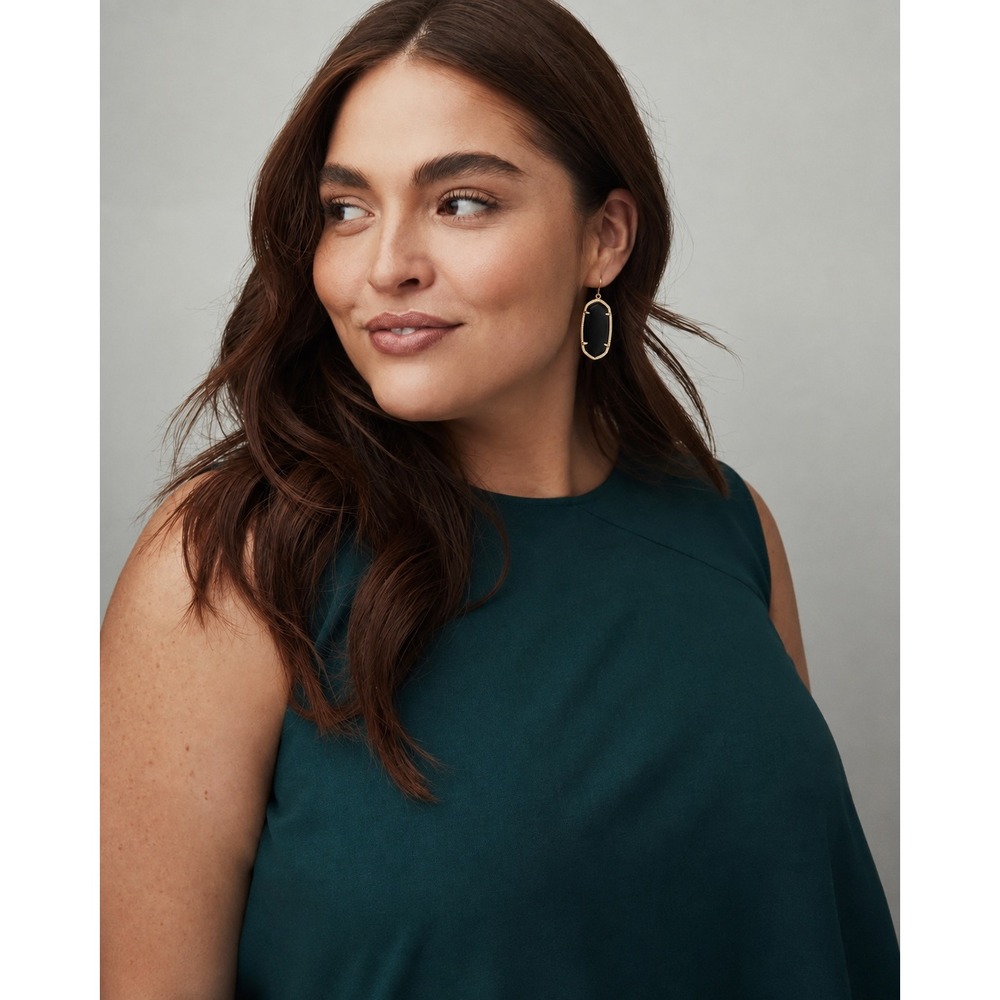 Kendra Scott Elle Gold Drop Earrings Black Opaque Glass